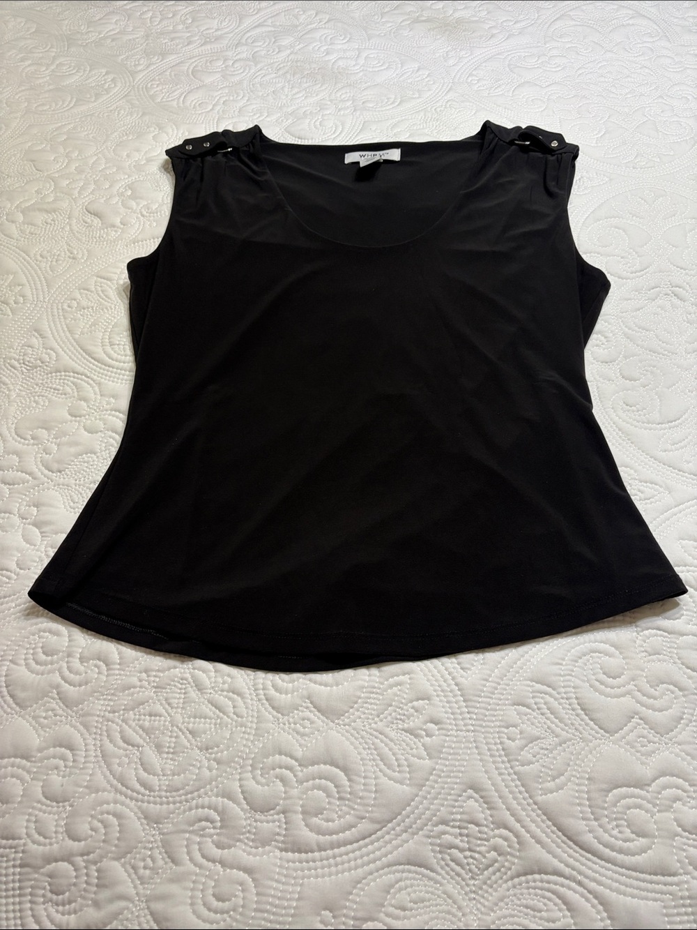 White House Black Market Black Button-Detail Sleeveless Tank